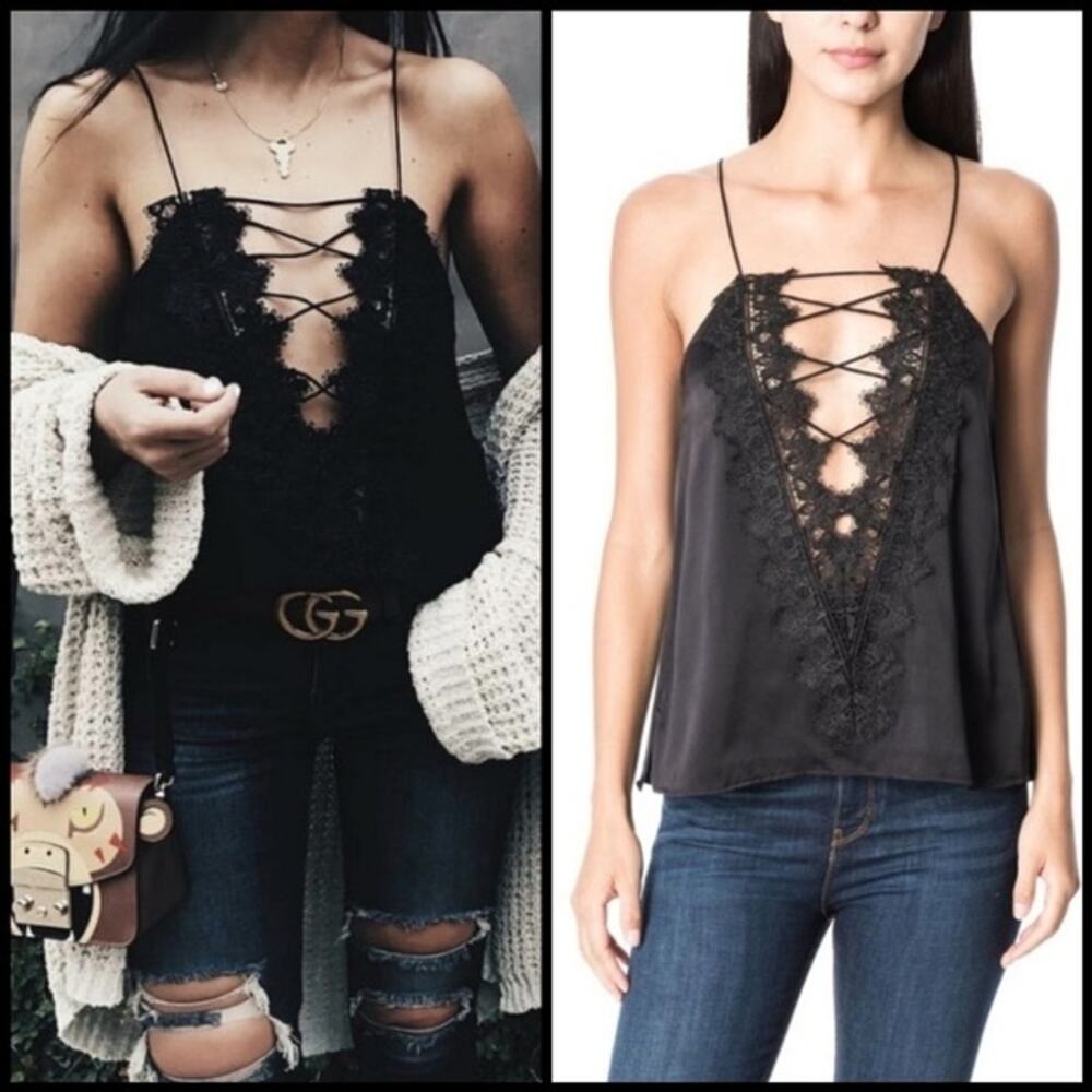 CAMI NYC Charlie Charmeuse Silk Tank in Black NWOT Small